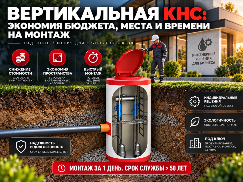 КНС без компромиссов: как вертикальные станции экономят бюджет, место и время на монтаж